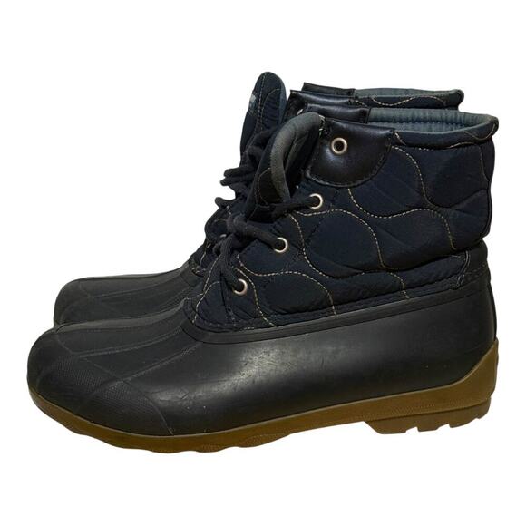 Sperry Saltwater Duck Boots Quilted Rain Navy Rubber Boots Women's Size 6M - Picture 3 of 8
